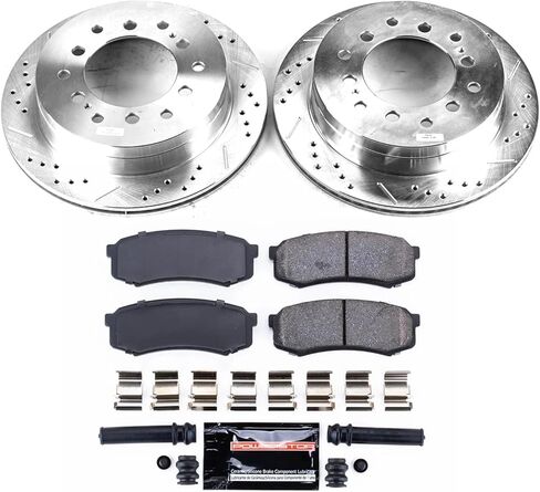 Power Stop K2405 Rear Z23 Carbon Fiber Brake Pads with Drilled and Slotted Brake Rotors Kit For Lexus GX470 Toyota 4Runner FJ Cruiser Sequoia 6 Lug in Kuwait