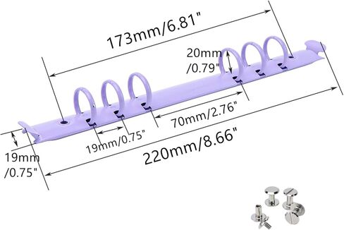 Mogoostry 2PCS A5 Binder Mechanisms 6 Rings Replacement Kit Metal Clip Purple Round Ring Binding Spines Combs for Planner Organizer in Saudi Arabia