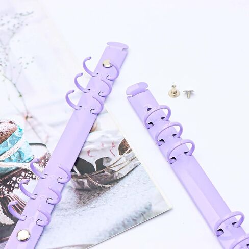 Mogoostry 2PCS A5 Binder Mechanisms 6 Rings Replacement Kit Metal Clip Purple Round Ring Binding Spines Combs for Planner Organizer in Saudi Arabia