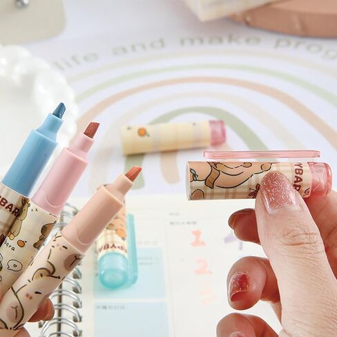 6 Pcs Capybara Highlighter Marker Cute Capybara Pastel Highlighter Marker Pens for Students Boys Girls Women Highlighter Pens School Supplies Office Supplies (Capybara) in Saudi Arabia