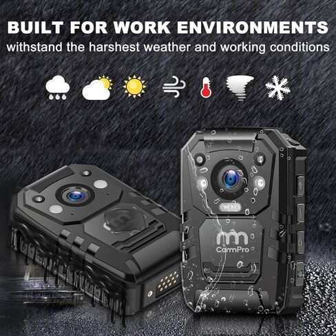 CammPro I826 1296P HD Police Body Camera,128G Memory,Waterproof Body Worn Camera,Premium Portable Body Camera with Audio Recording Wearable,Night Vision,GPS for Law Enforcement in Kuwait