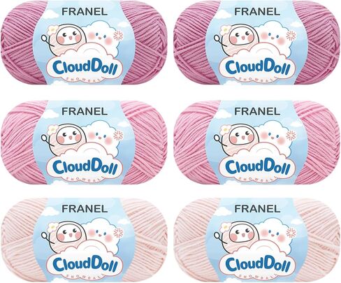 Franel 4 ply 60% Cotton 40% Acrylic Yarn - 6×40g (240g/8.4 oz/839 yds) - for Knitting & Crocheting, Suitable for Baby Blankets, Sweaters, Scarves, Dolls & More Crafts (Pink Gradient) in Saudi Arabia