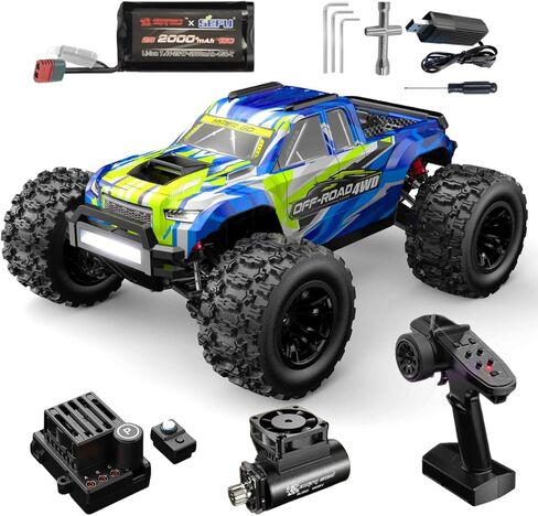 شاحنة MJX 14208 بمقياس 1:14 4WD بدون فرشاة RC Bigfoot 41 كم/ساعة عالية السرعة RTR للطرق الوعرة، جهاز تحكم عن بعد 2.4 جيجا هرتز، بطارية 7.4 فولت 2000 مللي أمبير، إطارات 88 مم لجميع التضاريس، وحش العجلة الكبيرة in Kuwait