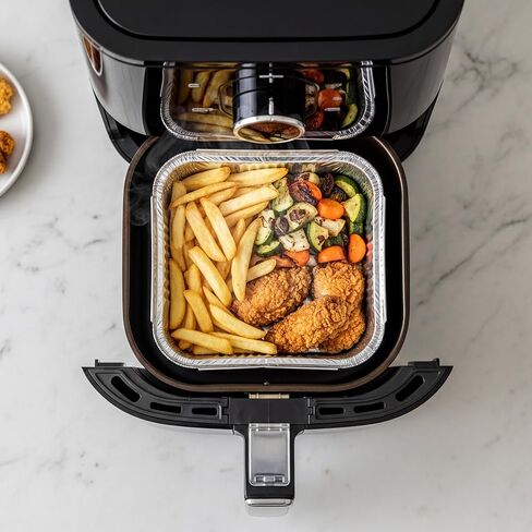 صواني ألومنيوم مقاس 9 × 9 بأغطية من ماتانا (25 عبوة) صواني ألومنيوم للاستعمال مرة واحدة - صواني خبز الكعك المربعة مقاس 9 بوصة وحاويات طعام بأغطية in Kuwait