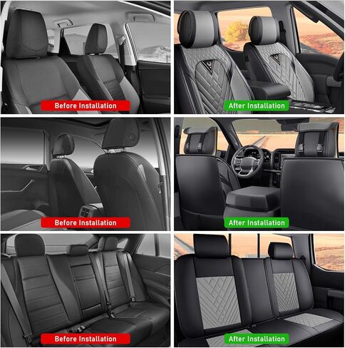 مناسب لسيارة Chevy شيفروليه سيلفرادو 1500/2500/3500/ Trail Boss High Country WT LTZ RST LT أغطية مقاعد 2010-2025، مقاومة للاهتراء، جلد نابا سهل التركيب (أسود رمادي/قياسي 5 مقاعد) in Saudi Arabia