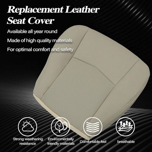 SecosAutoparts أغطية مقاعد جلدية للسائق والراكب الأمامي والجانب السفلي والعلوي من الخلف من الألياف الدقيقة المثقبة باللون البني الفاتح متوافقة مع كاديلاك SRX 2003 2004 2005 2006 2007 2008 2009 in Kuwait