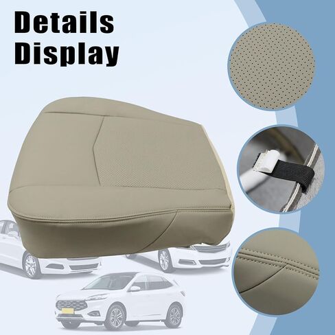 SecosAutoparts أغطية مقاعد جلدية للسائق والراكب الأمامي والجانب السفلي والعلوي من الخلف من الألياف الدقيقة المثقبة باللون البني الفاتح متوافقة مع كاديلاك SRX 2003 2004 2005 2006 2007 2008 2009 in Kuwait