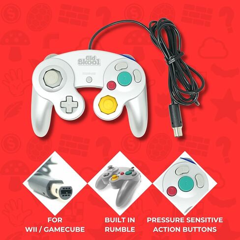 Old Skool Controller Compatible with Gamecube/Wii - White in Kuwait