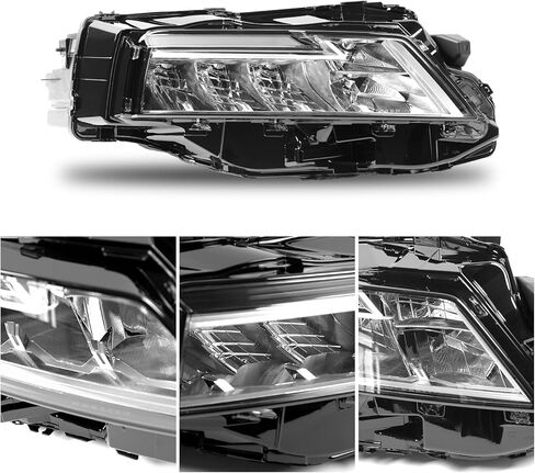 مجموعة مصابيح أمامية LED اليمنى مناسبة لنيسان روج SL/SV 2021 2022 2023 كروم الإسكان العارض كشافات استبدال OE نمط الركاب الجانب RH in Kuwait