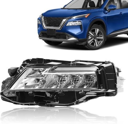 Right LED Headlight Assembly Fit for Nissan Rogue SL/SV 2021 2022 2023 Chrome Housing Projector Headlamp Replacement OE Style Passenger Side RH in Saudi Arabia