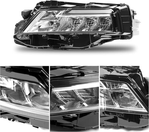 Right LED Headlight Assembly Fit for Nissan Rogue SL/SV 2021 2022 2023 Chrome Housing Projector Headlamp Replacement OE Style Passenger Side RH in Saudi Arabia
