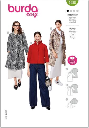 Burda Style X05688BURDA Easy to Make Misses' Coats and Jackets Sewing Pattern Packet, Design Code B5688, Sizes 8-18 (34-44) in Saudi Arabia