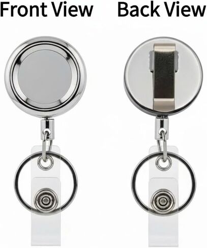 Heavy Duty Retractable Badge Reel for Nursing Students - Stainless Steel Wire Cord ID Holder with Chrome Metal Clip, Durable Office & Hospital Badge Reel, 2 Pack Professional Keychain in Saudi Arabia