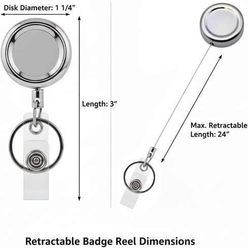 Heavy Duty Retractable Badge Reel for Nursing Students - Stainless Steel Wire Cord ID Holder with Chrome Metal Clip, Durable Office & Hospital Badge Reel, 2 Pack Professional Keychain in Saudi Arabia