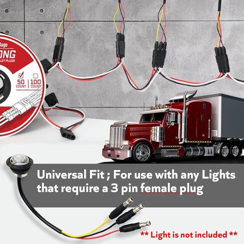 50 Counts of 3 Prong Female Bullet Plug Wiring Harness Continuous Wire Harness Roll (6.5" Lead Spacing Between Plugs) 3 Prong Socket Plug in Saudi Arabia