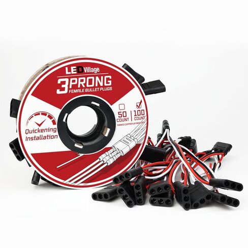 50 Counts of 3 Prong Female Bullet Plug Wiring Harness Continuous Wire Harness Roll (6.5" Lead Spacing Between Plugs) 3 Prong Socket Plug in Saudi Arabia