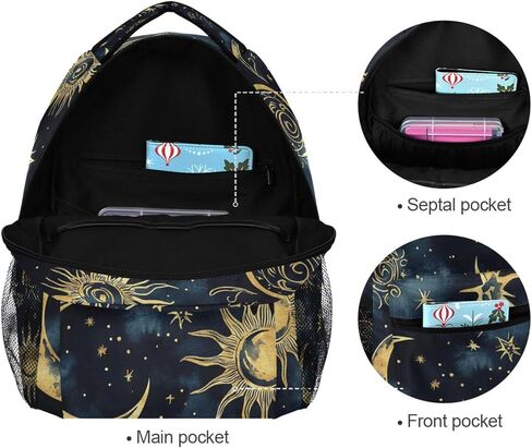 حقيبة ظهر للكمبيوتر المحمول Boho Moon Sun Star (019)، حقيبة كتب خفيفة الوزن ومتعددة الجيوب حقيبة نهارية للسفر للنساء والرجال in Saudi Arabia