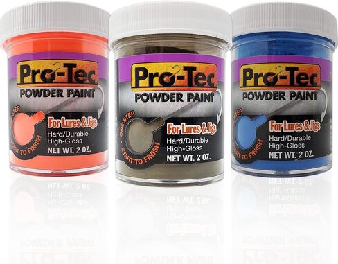 مجموعة طلاء Lurwind Pro-Tec Jig من 3 قطع، طلاء مسحوق لطعم الصيد ورؤوس الرقص، لمسة نهائية متينة شديدة اللمعان، أسود، وردي فاقع، أخضر شارتروز، 2 أونصة لكل منها، يغطي 9000 رقصة، لا حاجة إلى برايمر، خالية من الرائحة in Kuwait