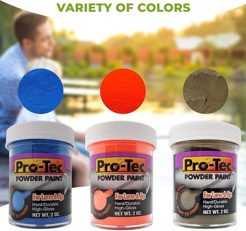 مجموعة طلاء Lurwind Pro-Tec Jig من 3 قطع، طلاء مسحوق لطعم الصيد ورؤوس الرقص، لمسة نهائية متينة شديدة اللمعان، أسود، وردي فاقع، أخضر شارتروز، 2 أونصة لكل منها، يغطي 9000 رقصة، لا حاجة إلى برايمر، خالية من الرائحة in Kuwait