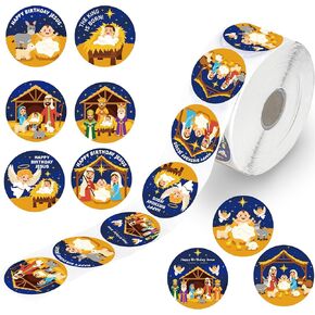 1200 Pcs Nativity Stickers roll 1.58 Inch Christian Christmas Stickers 9 Styles Jesus Story Round Stickers for Xmas Holy Night Holiday Party Favors Decorations Envelope Sealing Supplies in Saudi Arabia