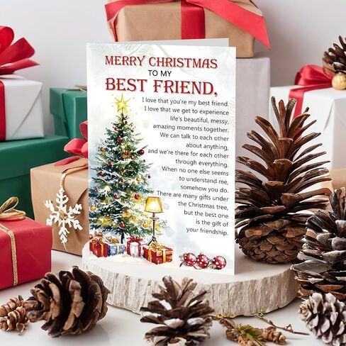 Supoeguk Heartfelt Christmas Card for Best Friend, Poem Bestie Xmas Holiday Cards Gifts, Merry Christmas to My Best Friend Card in Saudi Arabia