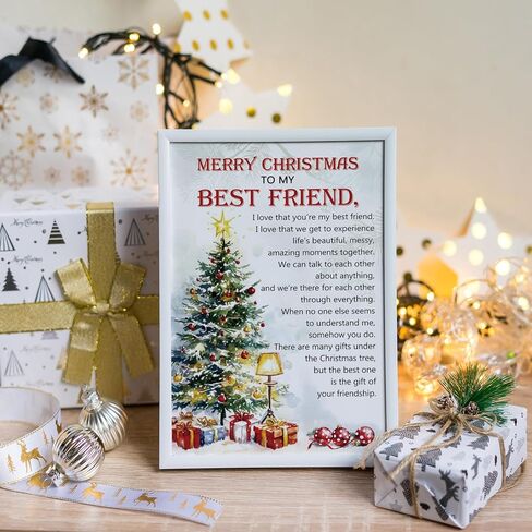 Supoeguk Heartfelt Christmas Card for Best Friend, Poem Bestie Xmas Holiday Cards Gifts, Merry Christmas to My Best Friend Card in Saudi Arabia