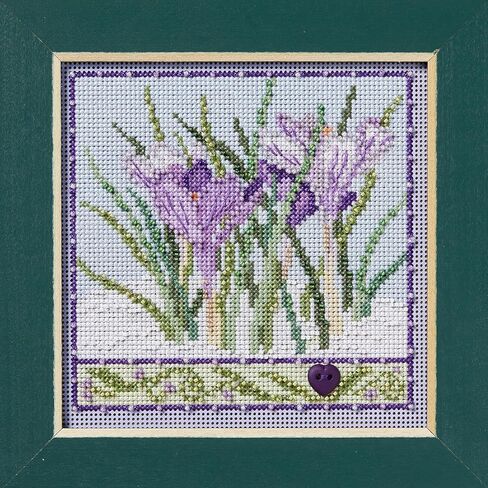 Mill Hill Crocuses Beaded Counted Cross Stitch Kit Buttons & Beads 2024 Winter Series MH142436, 5.25" x 5.25", Multi in Saudi Arabia