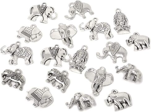 18PCS 9 Styles Antique Silver Alloy Elephant Animal Charms Pendant Bead Charms for Keychains Earrings Bracelets Necklaces Jewelry Making and DIY Crafts in Saudi Arabia