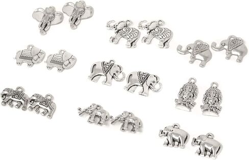 18PCS 9 Styles Antique Silver Alloy Elephant Animal Charms Pendant Bead Charms for Keychains Earrings Bracelets Necklaces Jewelry Making and DIY Crafts in Saudi Arabia