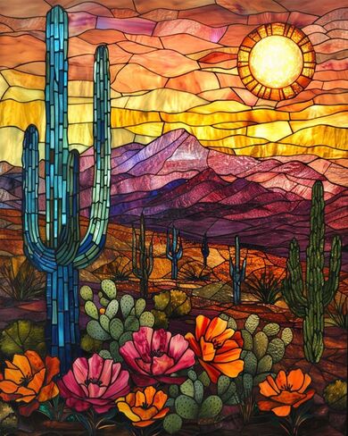 Arizona Desert Scenic Highway Paint by Numbers Kit for Adults Stained Glass Tropical Painting by Number Monument Valley Painting on Canvas Easy to Paint Perfect for Gift without Frame(16x20inch) in Saudi Arabia