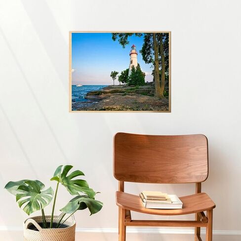 OKSGYTA DIY Paint by Numbers Marblehead Lighthouse Lake Erie Ohio Canvas Painting Set with Acrylic Pigment Paintbrush for Adults Beginners Artwork Gift 16" x 20" in Kuwait