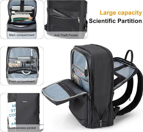 حقيبة ظهر للكمبيوتر المحمول قابلة للتوسيع من Tzowla Business للرجال المحترفين، حقائب ظهر رفيعة مقاومة للماء للسفر/العمل/المكتب/الكلية مع منفذ شحن USB/النوع C، حقيبة خفيفة الوزن تناسب دفتر 17.3 بوصة (أزرق) in Kuwait