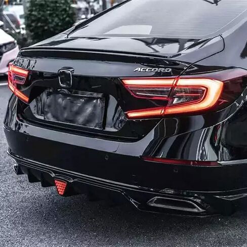 موزع المصد الخلفي لسيارة Accord LX/EX/Sport/Touring W/LED 2018-2022 مقسم الشفاه باللون الأسود اللامع، ملحقات بديلة مباشرة لـ Accord (أسود لامع) in Kuwait