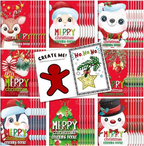 Tenceur 56 Pcs Mini Christmas Coloring Books for Party Favors, Bulk Xmas DIY Art Drawing Book Set for Stocking Goodie Bags Stuffer, Christmas Party Supplies Gifts Activities in Saudi Arabia