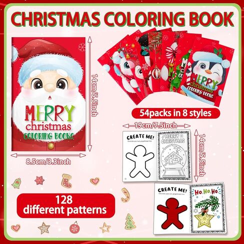 Tenceur 56 Pcs Mini Christmas Coloring Books for Party Favors, Bulk Xmas DIY Art Drawing Book Set for Stocking Goodie Bags Stuffer, Christmas Party Supplies Gifts Activities in Saudi Arabia
