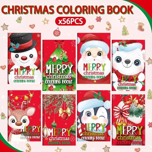 Tenceur 56 Pcs Mini Christmas Coloring Books for Party Favors, Bulk Xmas DIY Art Drawing Book Set for Stocking Goodie Bags Stuffer, Christmas Party Supplies Gifts Activities in Saudi Arabia