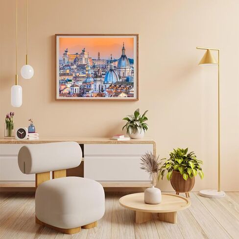 WUIVCTR DIY Paint by Numbers Rome Skyline Italy Canvas Painting Set with Acrylic Pigment Paintbrush for Adults Beginners Artwork Gift 16" x 20" in Saudi Arabia