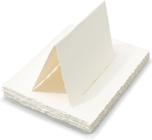 50 حزمة من بطاقات خيمة Deckle Edge - غير مطوية، مقاس 5 × 7 بوصات - 160 جرامًا لكل متر مربع من ورق القطن المزخرف لوضع بطاقات الأماكن وإعدادات الطاولة والملاحظات الفارغة وبطاقات هدايا عيد الميلاد والدعوات والحرف اليدوية in Saudi Arabia