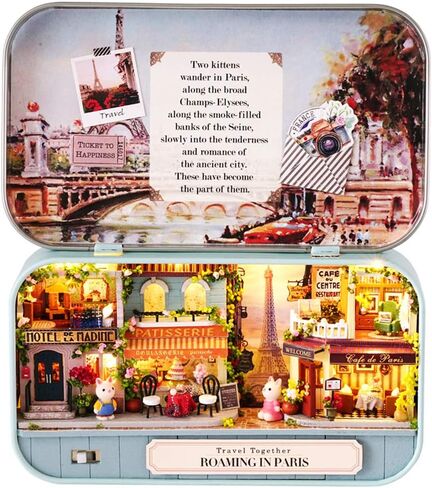 Spilay Dollhouse Miniature مع الأثاث، DIY Dollhouse Kit Mini Iron Box Theatre، 1:24 مقياس غرفة إبداعية أفضل هدية عيد ميلاد للكبار عاشق فتاة صديق هدية عيد ميلاد (Q08) in Kuwait