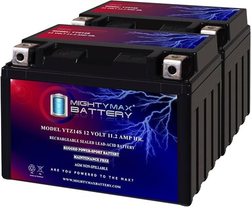 Mighty Max Battery YTZ14S -12 Volt 11.2 AH, 230 CCA, Rechargeable Maintenance Free SLA AGM Motorcycle Battery - Pack of 2 in Saudi Arabia