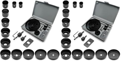 Jersvimc 16 Piece Hole Saw Kit with Mandrel Hex, 3/4"-5" Hole Cutter Set Round Hole Drill Bit Set for Wood Plastic Drywall PVC Corn in Kuwait