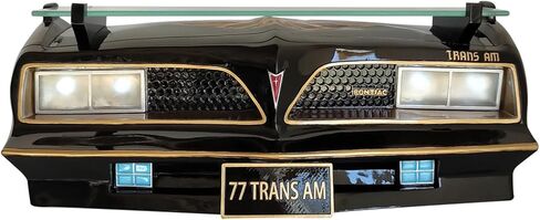 Sunbeltgifts 1977 SE Pontiac Trans AM رف عائم على الحائط، أسود وذهبي، 19x7.1x7.2 بوصة، زجاج مقسى، مصابيح أمامية LED تعمل بالبطارية، هدية لعشاق السيارة، ديكور كلاسيكي للسيارة، جامع بونتياك in Saudi Arabia