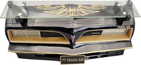 Sunbeltgifts 1977 SE Pontiac Trans AM رف عائم على الحائط، أسود وذهبي، 19x7.1x7.2 بوصة، زجاج مقسى، مصابيح أمامية LED تعمل بالبطارية، هدية لعشاق السيارة، ديكور كلاسيكي للسيارة، جامع بونتياك in Saudi Arabia
