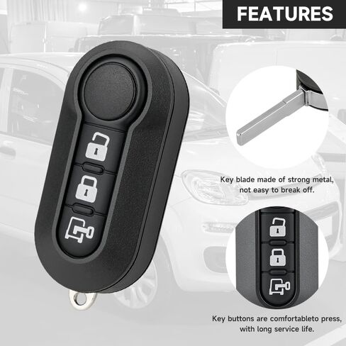 Key Fob Cover Shell Case Replacement 3 Buttons Key Fob Remote Control Shell Case - Compatible for Ram ProMaster 1500 2500 3500 2015-2019 for Fiat 500L Panda 2012-2016 for Fiat Bravo Ducato 2010-2016 in Saudi Arabia
