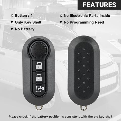 Key Fob Cover Shell Case Replacement 3 Buttons Key Fob Remote Control Shell Case - Compatible for Ram ProMaster 1500 2500 3500 2015-2019 for Fiat 500L Panda 2012-2016 for Fiat Bravo Ducato 2010-2016 in Saudi Arabia
