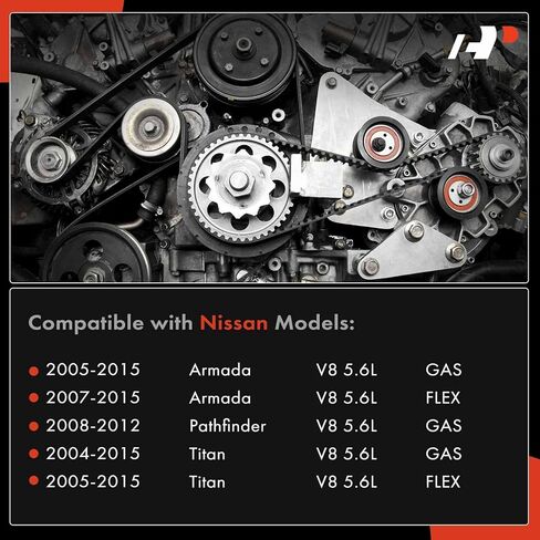 مجموعة محرك سيربنتاين للمحرك A-Premium متوافقة مع سيارات نيسان - باثفايندر 2008-2012، تيتان 2004-2015، أرمادا 2005-2015 - 5.6 لتر in Saudi Arabia