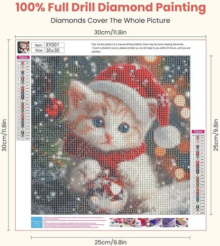 Miwixy Cat Christmas Diamond Art Kits for Adults,Animal Diamond Painting Kit,5D Full Drill Round Diamond Dots Paintings Canvas for Beginners Home Wall Decor12x12inch (Cat-A) in Saudi Arabia