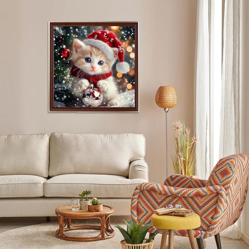Miwixy Cat Christmas Diamond Art Kits for Adults,Animal Diamond Painting Kit,5D Full Drill Round Diamond Dots Paintings Canvas for Beginners Home Wall Decor12x12inch (Cat-A) in Saudi Arabia