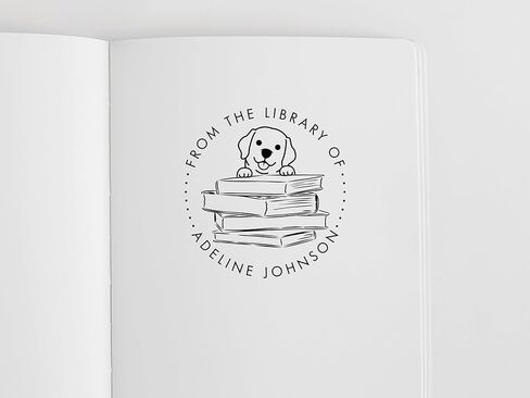 مزخرف كتاب لطيف للكلاب، مكتبة ختم الجرو، ختم مزخرف كتاب مخصص، ختم كتاب مخصص للحيوانات الأليفة، ختم مكتبة شخصي، من مكتبة الطوابع المخصصة، هدية لمالك الكلب in Saudi Arabia