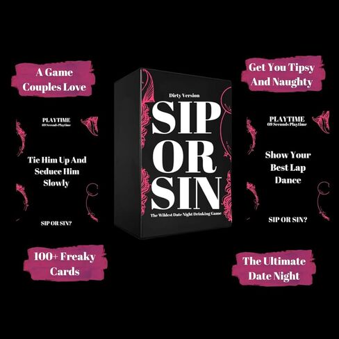 Sip Or Sin Bundle - Freaky Couples Game Couple Drinking Game for Romantic Date Night, Anniversary Valentine's Day Gift. 224 Spicy Dares & Questions for Your Partner. Card Game for Couple in Saudi Arabia